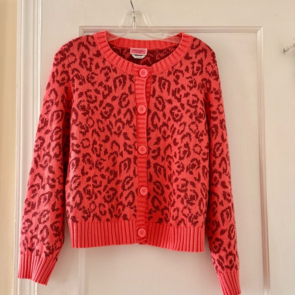 Kate Spade Leopard Print Cardigan Preppy  Barbiecore - Picture 3 of 9
